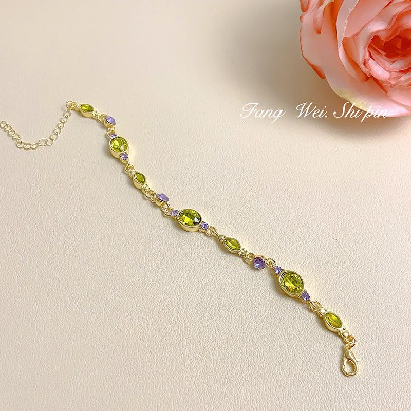 Simple Light Luxury Commute Bracelet, Wizard of Oz Same Style Green Zircon Niche Women Jewelry