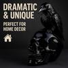 Gothic Skull And Crow Resin Statue Black Halloween Horror Skeleton Bird Figurine For Outdoor Garden Home Tabletop Decoration