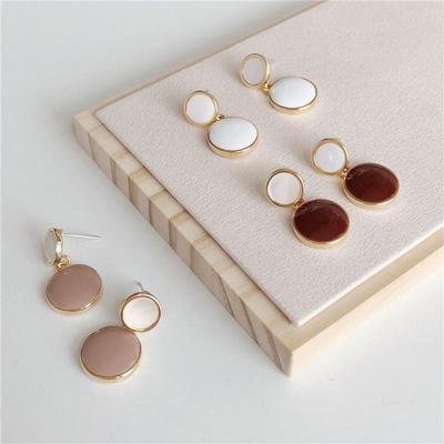 S925 Silver Needle Natural Shell Drip Glaze Earrings - Korean Style for Women