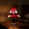 Stained Glass Bedside Lamp Witch Hat Lamp, Handcrafted Retro Resin USB Powered Gothic Table Wizard Hats Night Light, Halloween Home Decor Accent Lamps