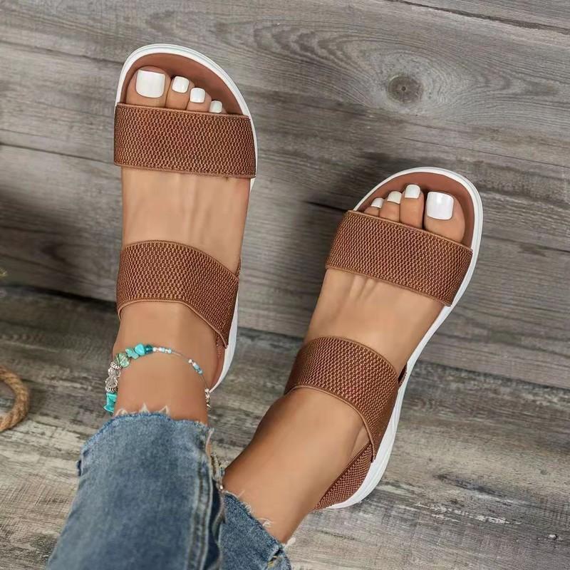 Fashion Sandals Elegant Low Heel Women's Orthopedic Shoes Women's Open Toe 2025 Solid Color New Large 25-45 Flat Thick Heel Casual Shoes