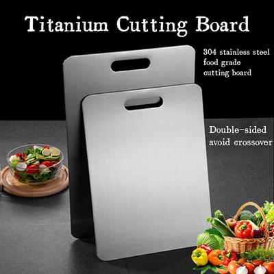 Titanium Cutting Board Double-Sided Chopping Board Food Grade Stainless Steel Cutting Mat Serving Tray Fruit Meat Chopping Block