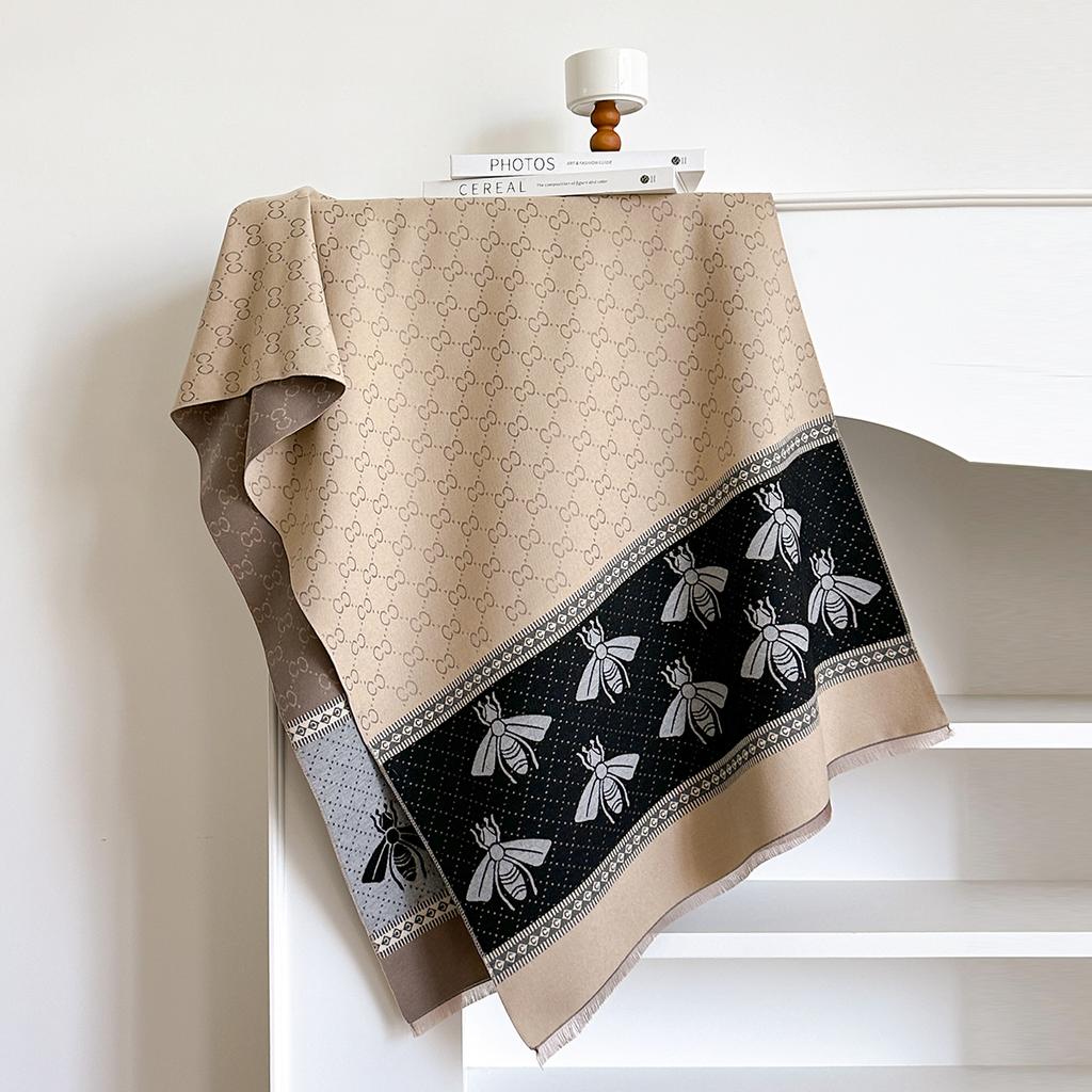 Elegance Two-Sided Print Scarf Soft Warm Fringe Pashmina Shawl Autumn And Winter Outdoor Coldproof Windproof Blanket