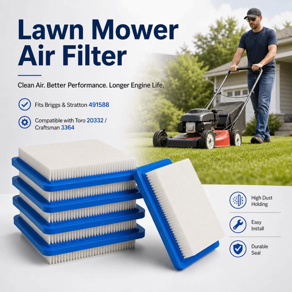 5pcs Square Lawn Mower Air Filter O20 20 Engine Air Filter for Briggs Stratton 491588