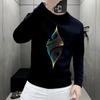 European Trendy Men's Slim-Fit Printed Hoodie: New Autumn/Winter Versatile Round Neck Top.
