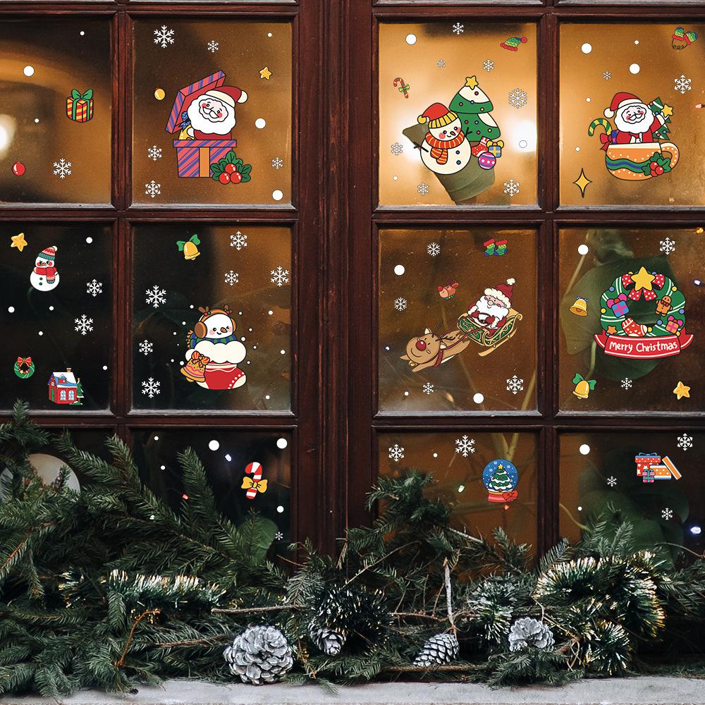 Santa Claus Snowflake Elk Festive Atmosphere Decorated Glass Windows Window Stickers