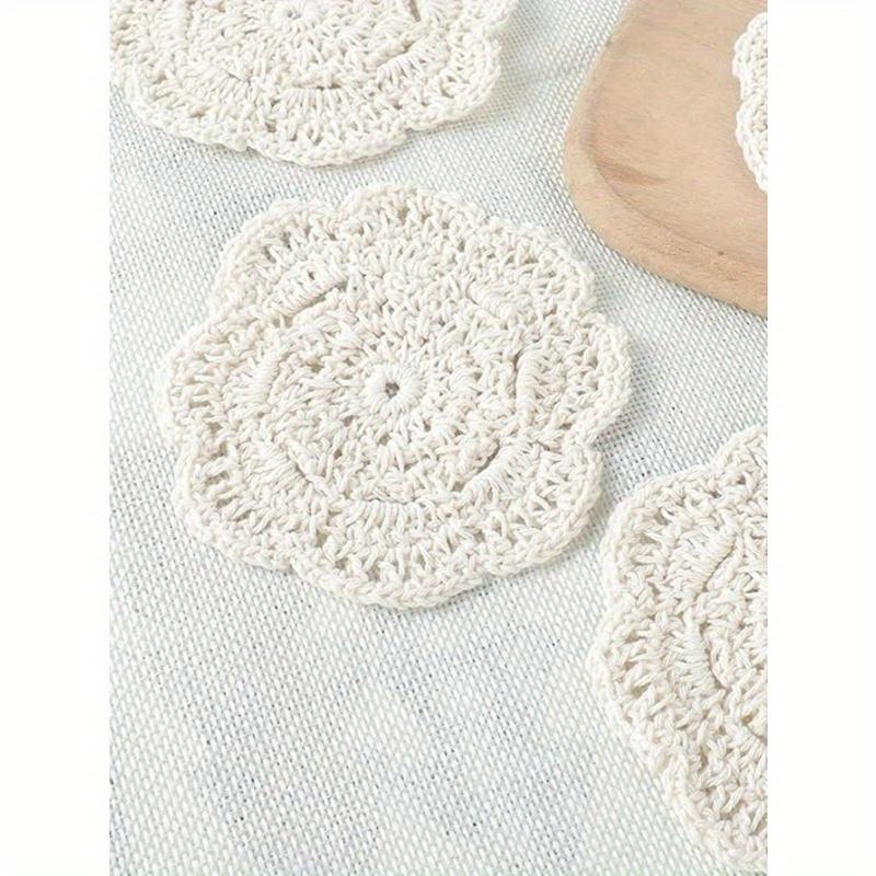 Woven Hollow Out Coaster, Modern Polyester Drink Coaster For Home, Solid Color Coasters For Insulation, Kitchen, Dining Room, Bedroom