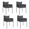 VidaXL Chaises de jardin avec coussins lot de 4 noir 54x61x83 cm rotin 3187089