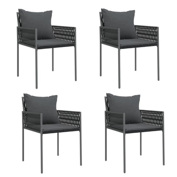 VidaXL Chaises de jardin avec coussins lot de 4 noir 54x61x83 cm rotin 3187089