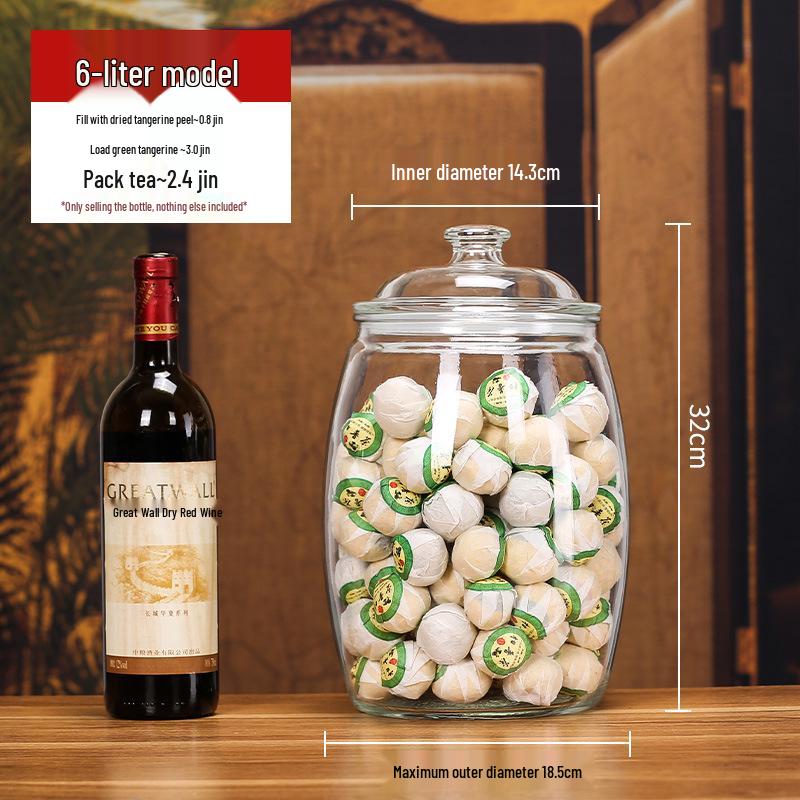 Large Glass Food-Grade Storage Jar for Dried Tangerine Peel and Tea Sealed for Freshness