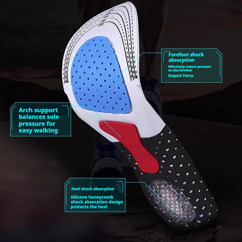 Silicone Shock-Absorbing Sports Insoles Men Arch Support Insole Breathable and Comfortable Shoe Pads