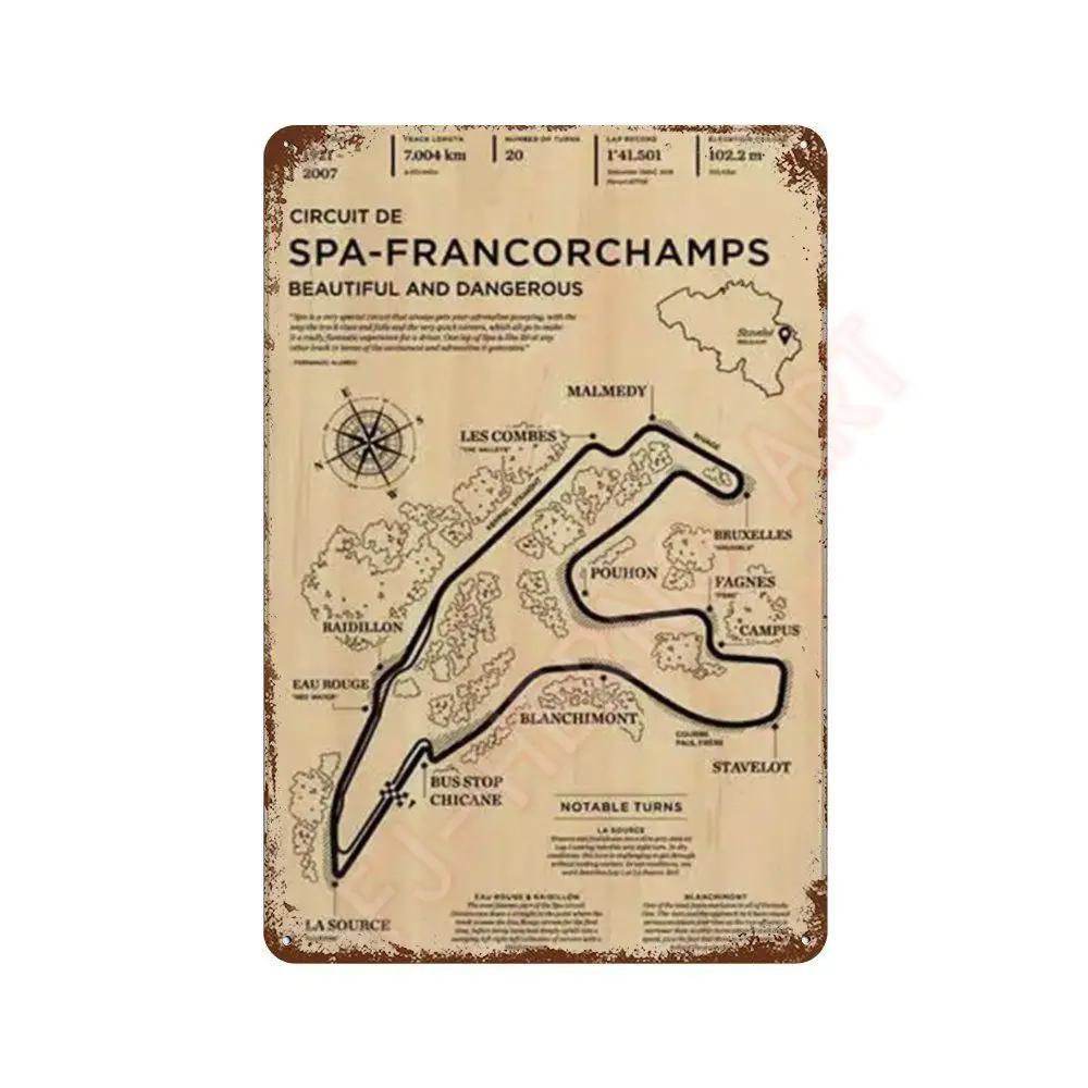 Vintage F1 Formula Racer Poster Metal Tin Sign Plaque Aesthetics Racing Monaco Grand Prix Circuit Track Wall Art Home Room Decor
