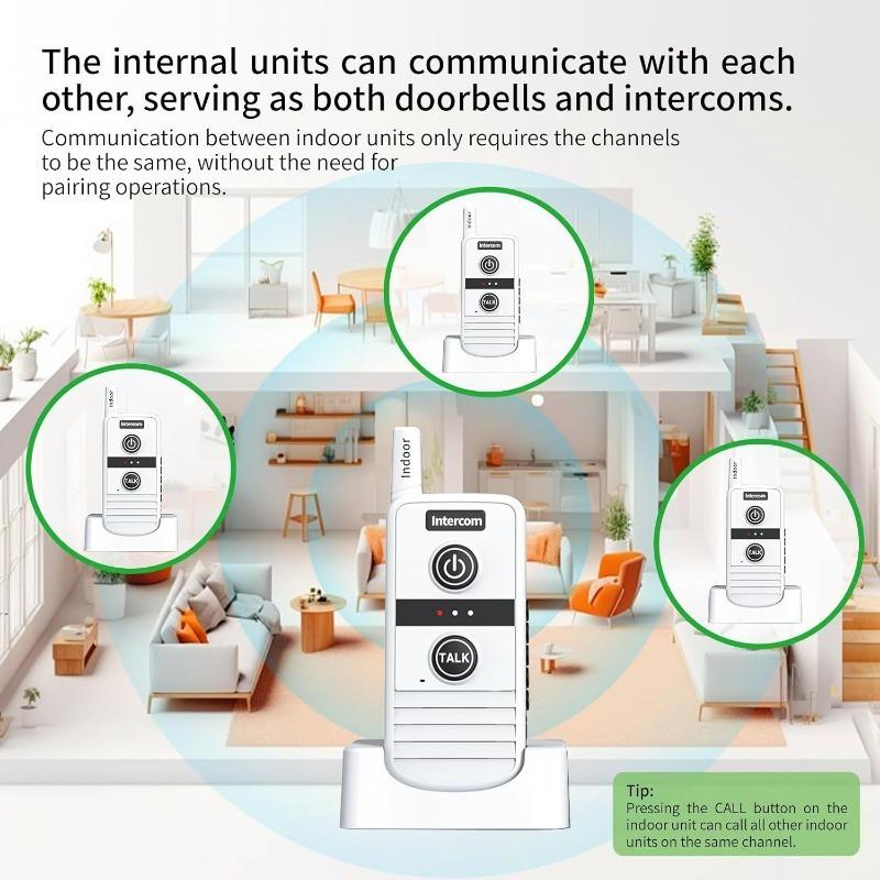 3000M 3 Volume Levels Door Chime Kit Long Range Wireless Doorbell Two-way Communication Home Office Wireless Intercom System