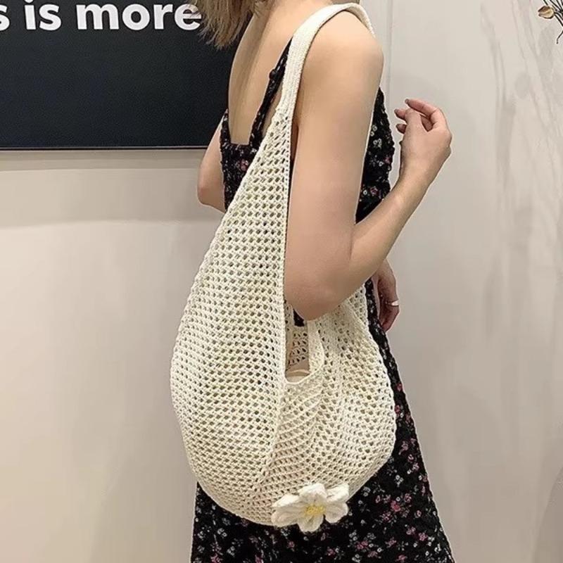 Large-capacity Woven Hollowed-out Underarm Tote Bag Women's Commuter Single-shoulder Beach Vacation Bag