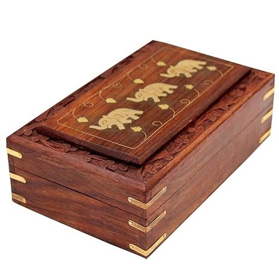 Handmade Wooden Jewellery Box for Women Jewel Organizer Hand Carved Carvings Gift Items
