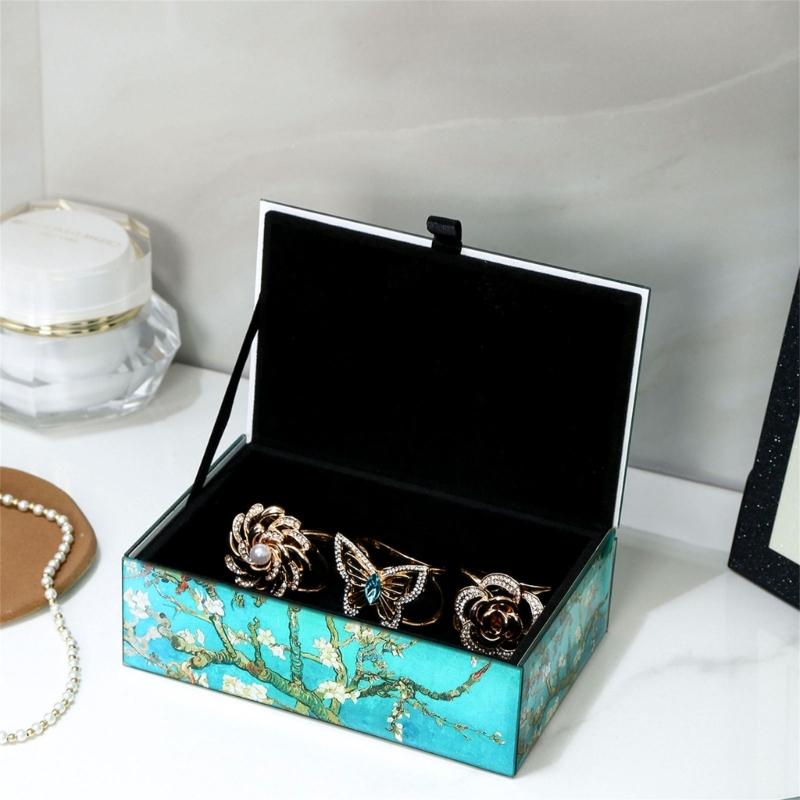 Boîte de Rangement à Bijoux en Verre Fleur Élégante Organisateurs Transparents Décoration d'Intérieur pour Organisation de Bagues Colliers et Boucles d'Oreilles