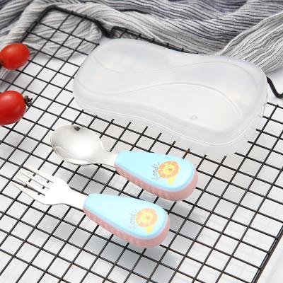 2-Piece Children Cutlery Set with Box, 304 Stainless Steel Spoon Forks Set, Portable Kids Dinnerware Set