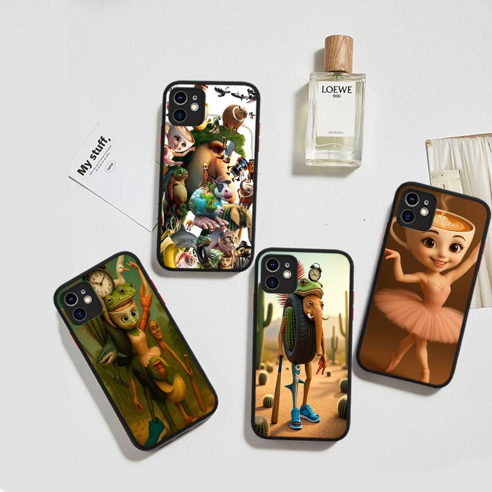 ITALIAN Brainrot Creative Animal For IPhone 11 12 13 14 15 16 Pro Max Plus Matte Translucent Phone Cover