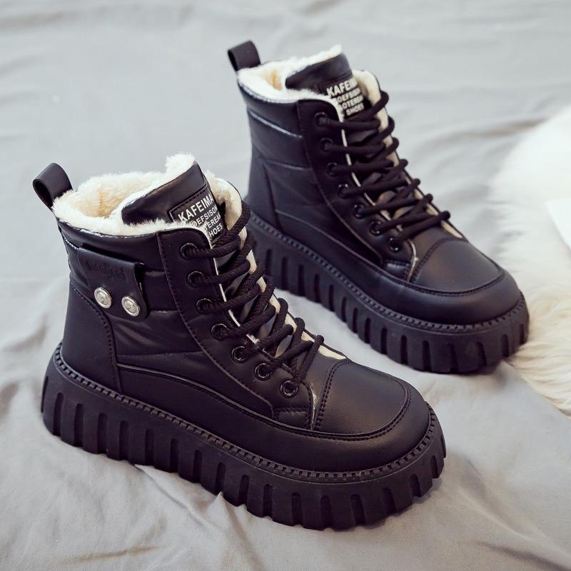 velvet high-top women's shoes winter warm snow boots women's Martin boots new thick-soled winter cotton shoes women's boots