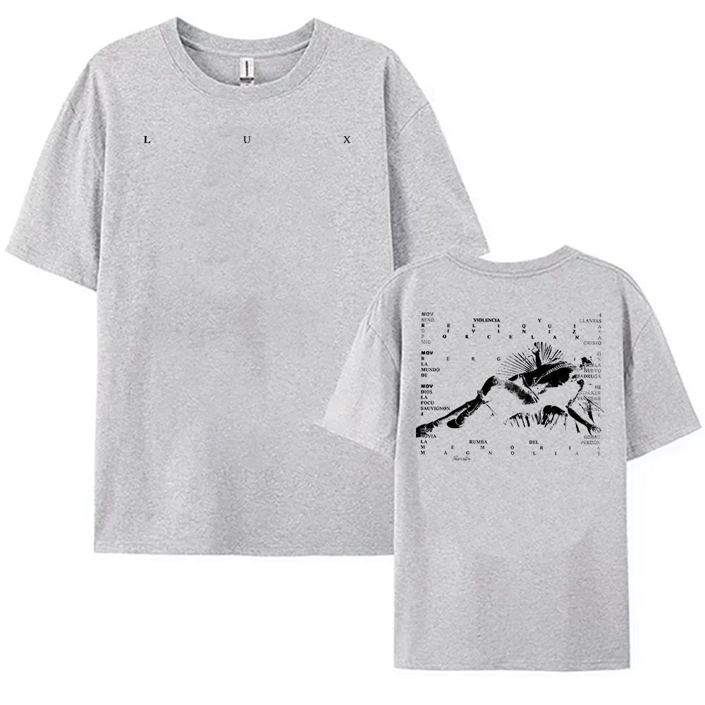 Rosalía LUX TRACKLIST TEE Korte Mouw Katoen Mode Dames T-shirts Grafische Print Kleding Unisex Streetwear Dames Unisex Shirt