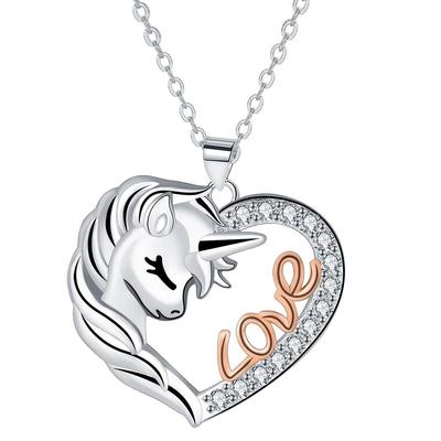 Moda damska naszyjnik miłosny naszyjnik z jednorożcem wykwintny naszyjnik z wisiorkiem biżuteria prezent świąteczny
