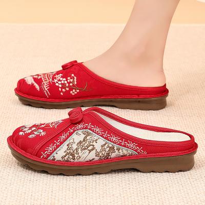 Old Beijing Cloth Shoes Women's Summer Retro Ethnic Style Embroidered Shoes National Style Mother Shoes Soft Sole Casual Breathable Women's Shoes