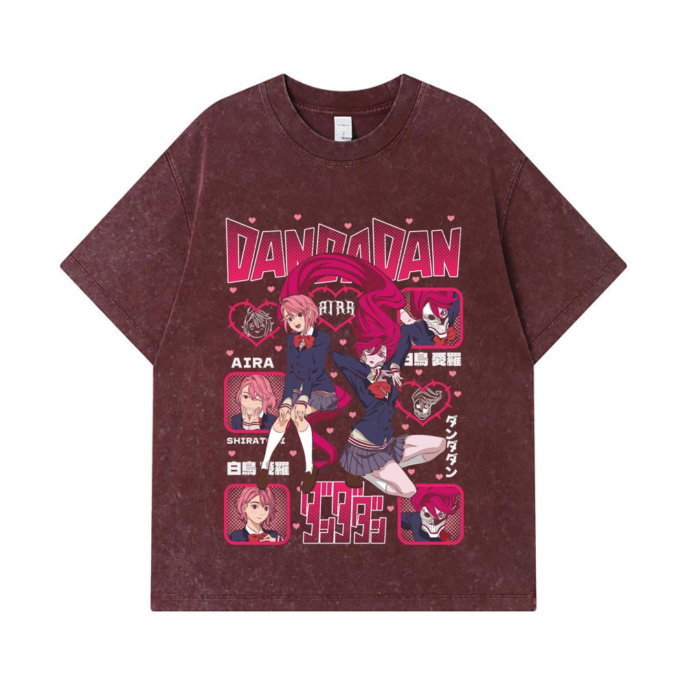 275 GSM Washed T-shirts 100% Cotton Dandadan V11 Aira Print Unisex Heavy Cotton T Shirt