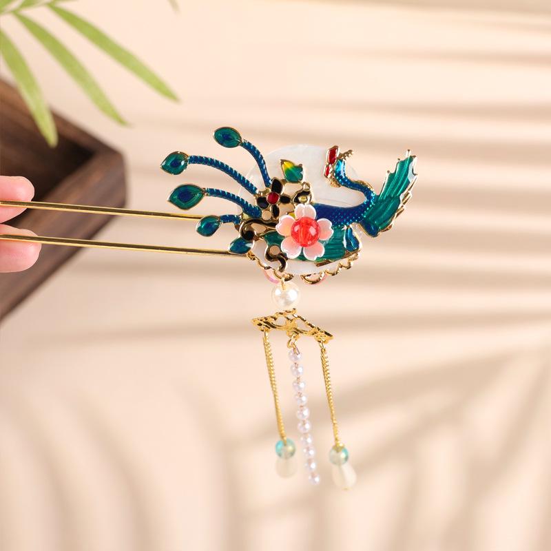 Elegant Chinese Metal Hairpin with Tassels - High-End Ancient Style Hanfu Accessory