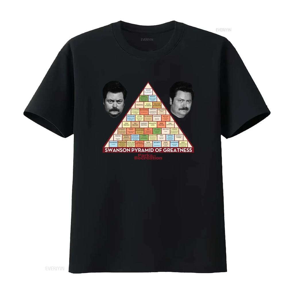 Mens Parks and Recreation Swanson Pyramid Of Greatness T Shirt Unique Design for Fans Vintage Washed Designer Clothes