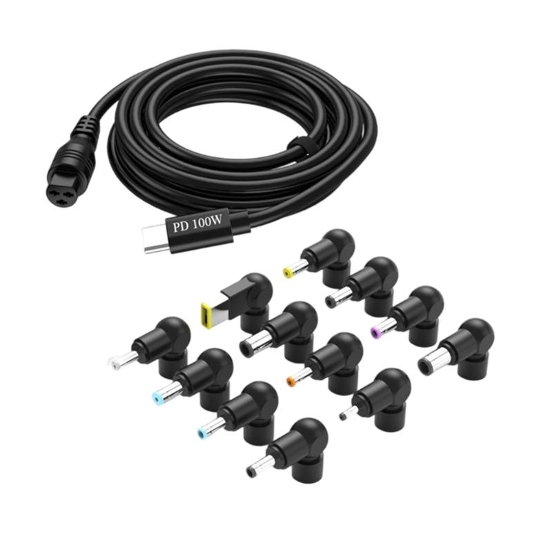 

Набор для быстрой зарядки PD100W USB C на DC5.5мм с 12 адаптерами, кабель USB C на 5.5мм Power Delivery для нескольких устройств 1