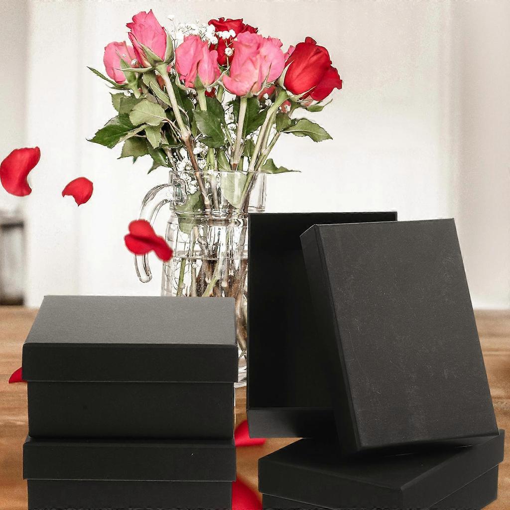 Black Wrapping Box Gift Box Rectangular Shape Elegant Design For Christmas And Valentine's Day 4Pcs