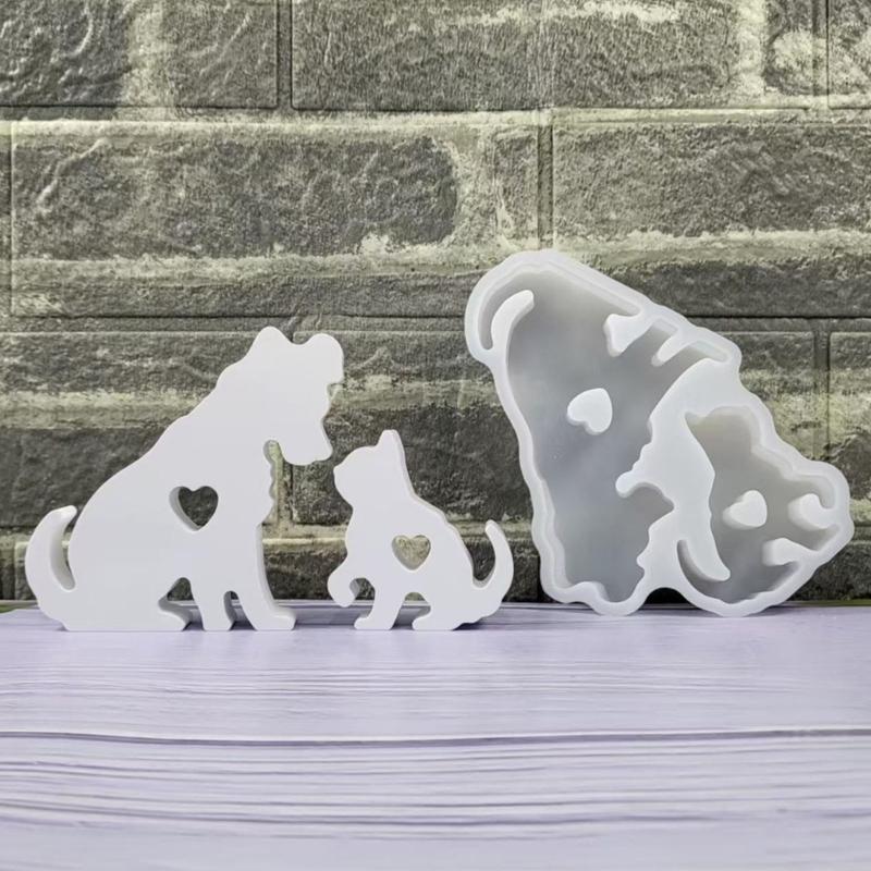 Durability Elastics Dog Cats Statue Silicone Mold for Cement Plasters Candle Soap Making Craft Tool Resin Casting Mould