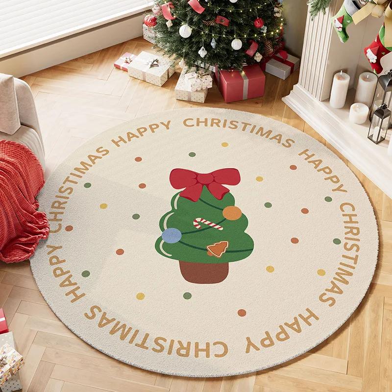 Rond Tapijt – Gezellige Feestdagen Woondecoratie voor de Woonkamer, Perfect Kerstfeest Accent Cadeau-idee Diameter 120cm(47in)