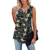 Fashion Womens Summer V-neck Sleeveless Prints Tops Ruffle Loose Tunic Blouse