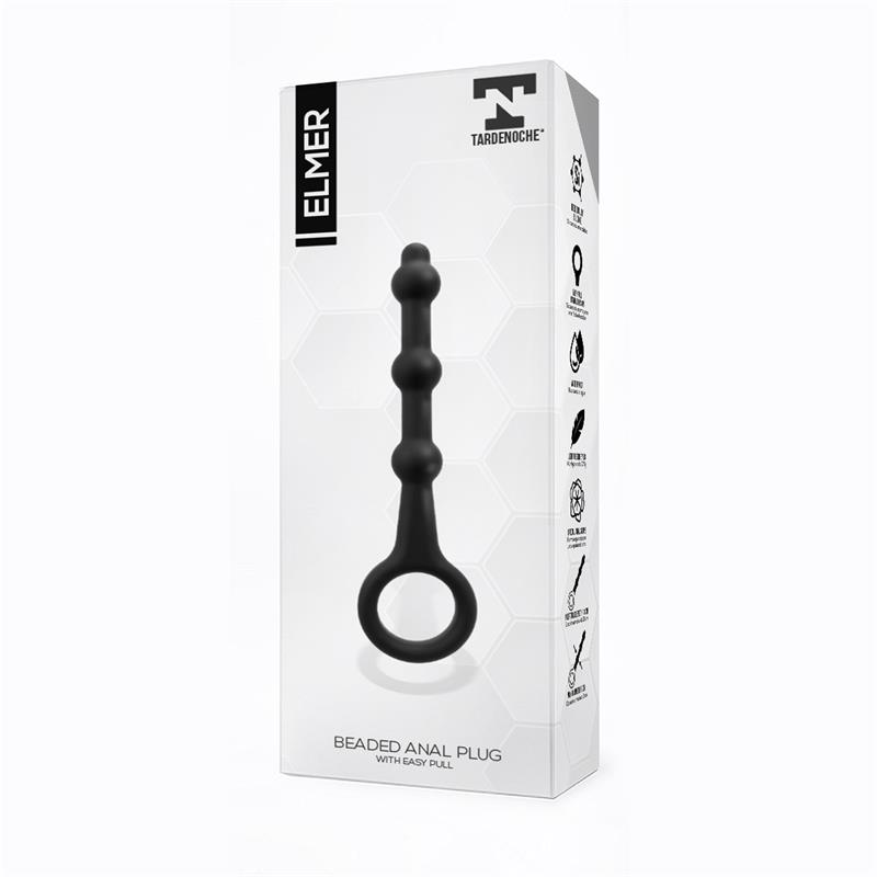 Elmer Anal Plug with Easy Removal Ring Silicone Black