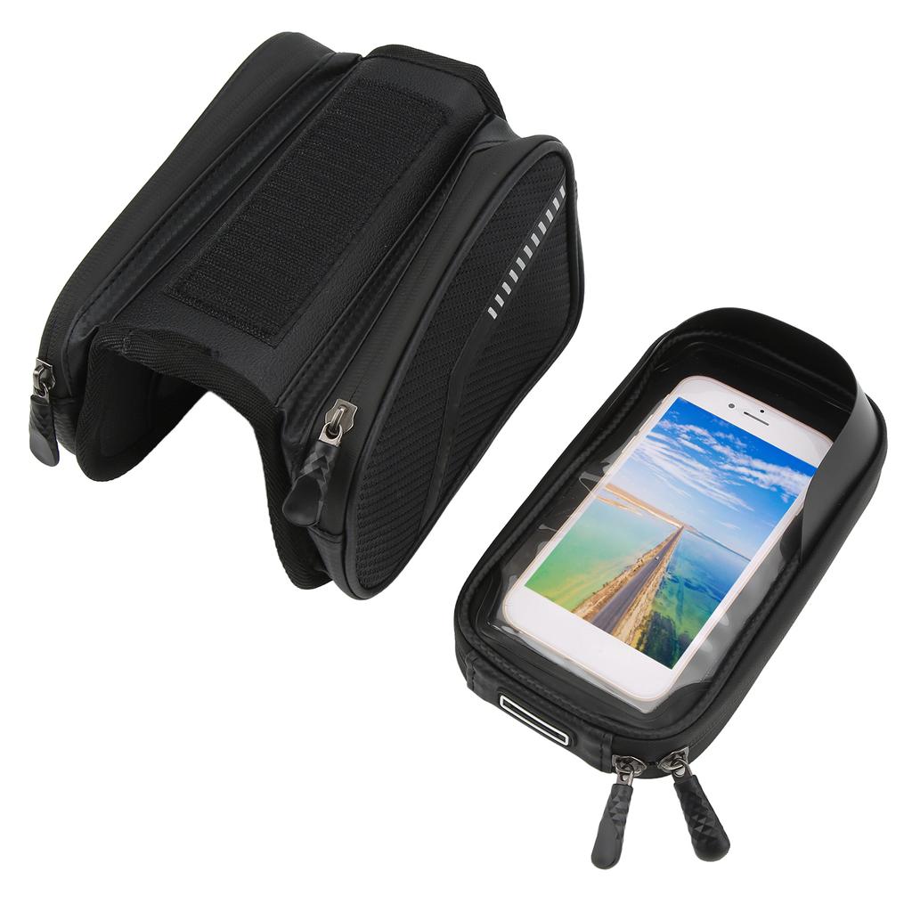 Fahrrad-Handy-Vorderrahmen-Tasche mit Doppelreißverschluss, wasserdichte Oberrohr-Lenker-Tasche für Radfahren