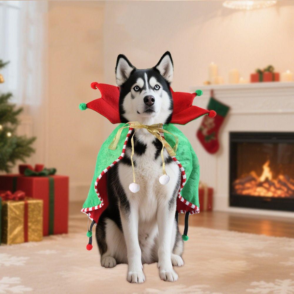 Soft Christmas Pet Cloak Comfortable Winter Design Dog Christmas Cape Adjustable Cute Pet Santa Costume Festive