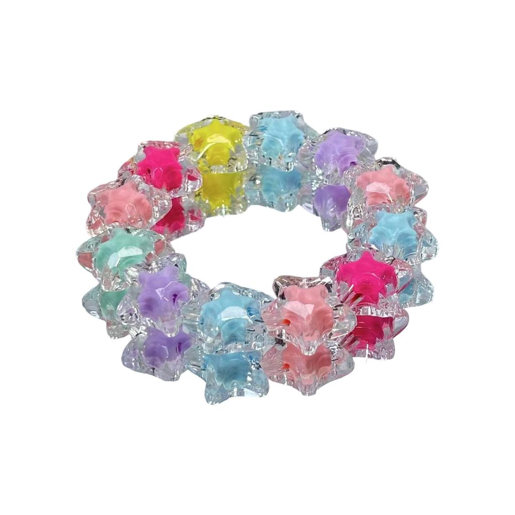 Trendy Dopamine Star Necklace/Bracelet with Rainbow Beads Feature for Women Fashionable Layered Chain Jewelry Gift
