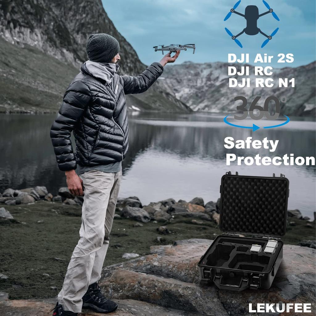 Lekufee DJI Air 2S (DJI RC) Combo Case, Waterproof Storage Case for DJI Air 2S Drone, DJI RC, and DJI Mavic Air 2 Drone Accessories (Case Only)