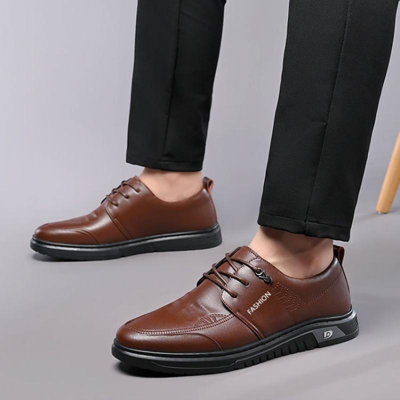 Brand Men Leather Shoes Platform Lace Up Casuals British Style Business Social Formal Shoes for Men Zapatos De Cuero Para Hombre
