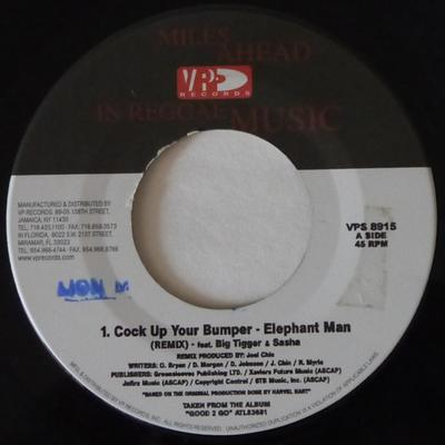 7inch Record ELEPHANT MAN, BIG TIGGER & SASHA - Cock Up Your Bumper (Remix) VPS8915 VP Records 2004 US Reggae, Ska & Dub Used