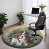 1pc Beagle Print Chair Carpet for Office, Round Polyester Mat, Indoor Decor for Office, Easycare Fabric, Washable Non-slip Area Carpet