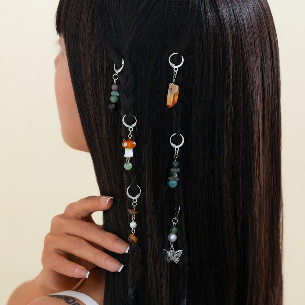 Beads Hair Braiding Tool Crystal Tasel Hair Rings Colorful Hair Braid Rings  Girls