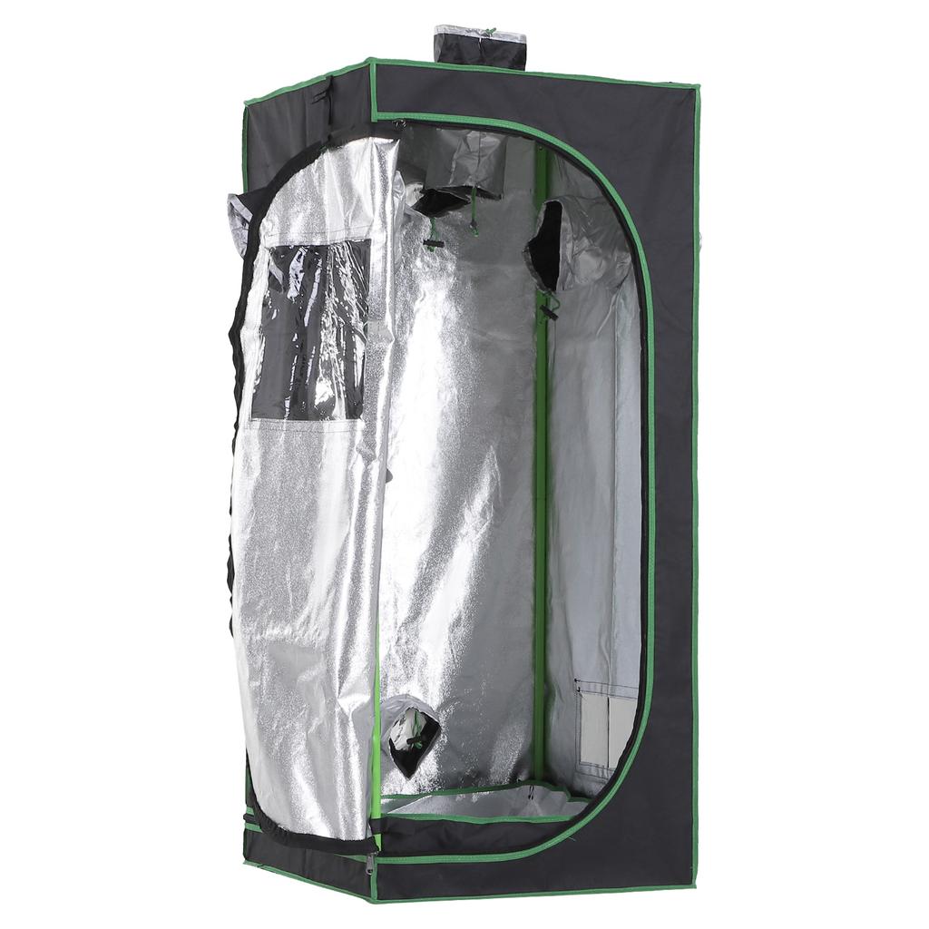 Grow Tent Reflective Mylar Hydroponic with Adjustable Vents and Floor Tray for Indoor Plant Growing, 60 x 60 x 140 cm (24.5" x 24.5" x 55")