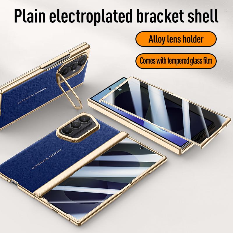 Applicable to Samsung ZFold1Ultra mobile phone case lens holder leather fold1 all-inclusive case film integrated protective case