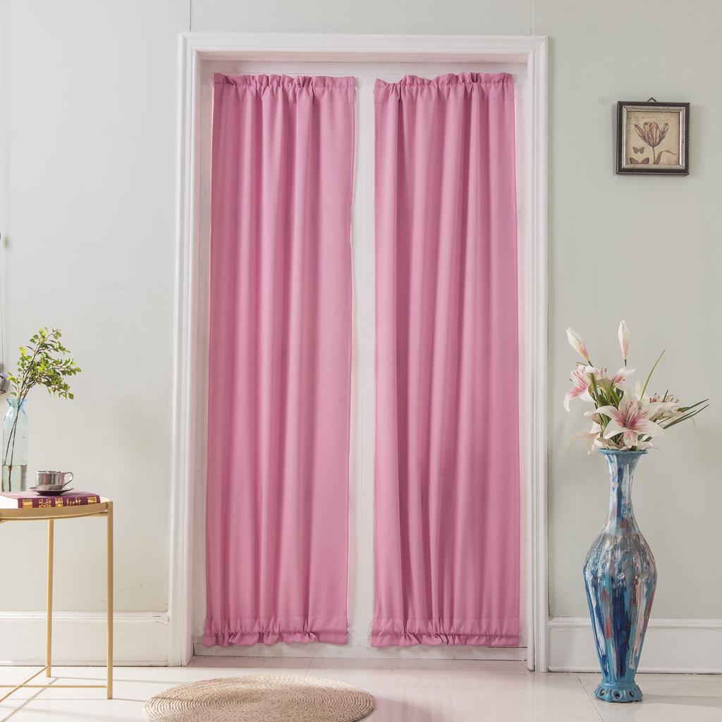 Curtain Finished Piercing Rod Door Curtain High Precision Solid Color Curtain French Door Curtain
