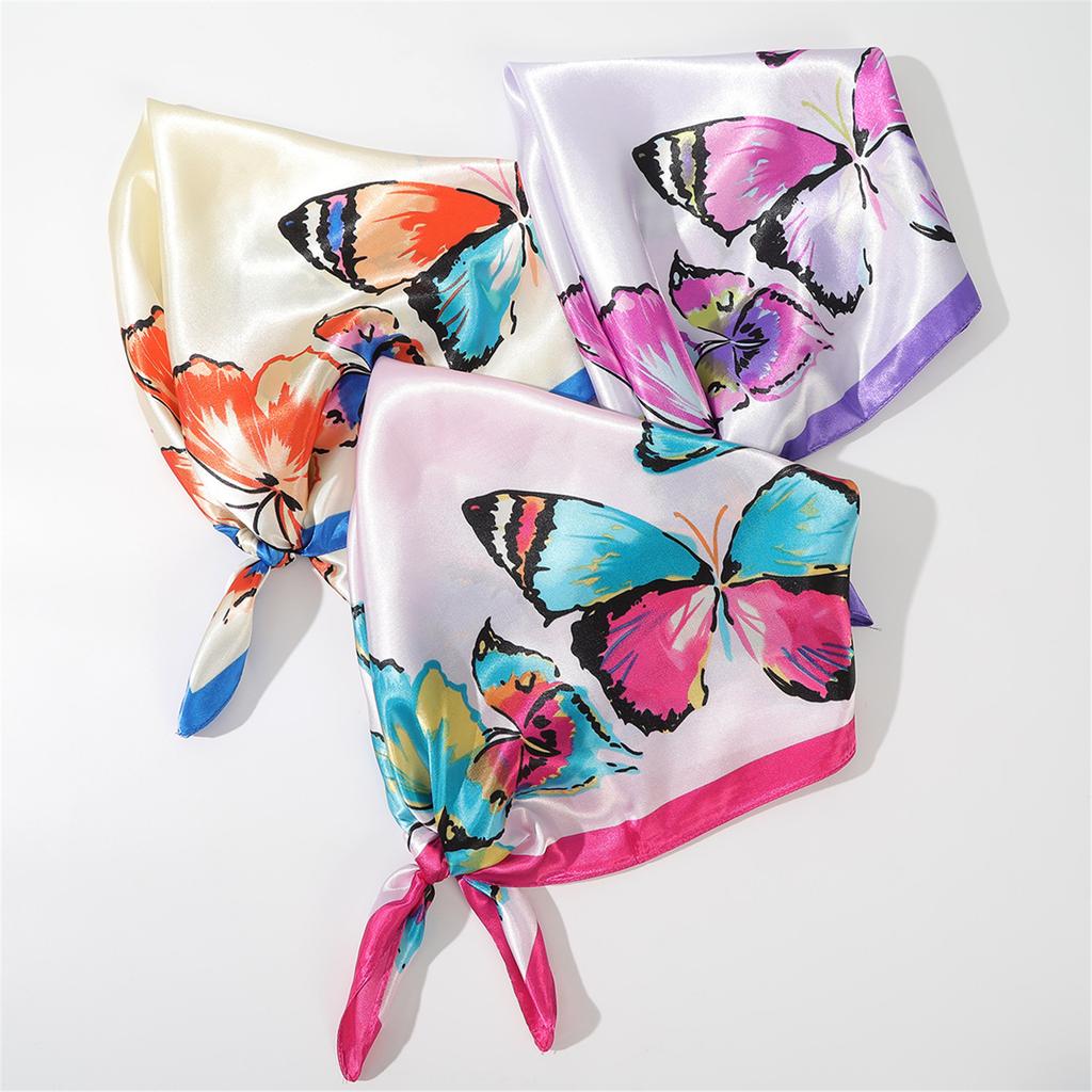 Trendy Silk Scarf with Butterfly Pattern Comfortable Neck Scarf Fashion Headwear for Daily Use Women Fashion Accessories