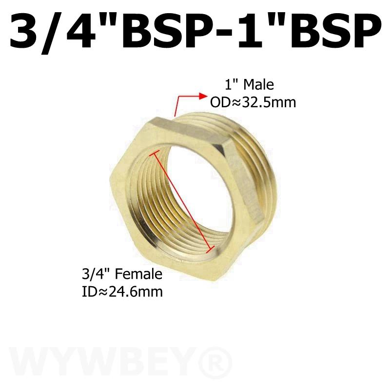 Brass Hex Bushing Reducer Pipe Fitting 1/8 1/4 3/8 1/2 3/4 F to M Threaded Reducing Copper Water Gas Adapter Coupler Connector