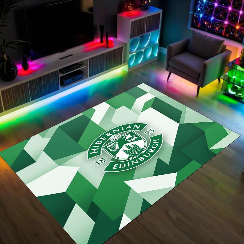 Hibernian FC Design Crystal Velvet Carpet Cozy Non?Slip Printed Rug For Bedroom Living Room Entrance