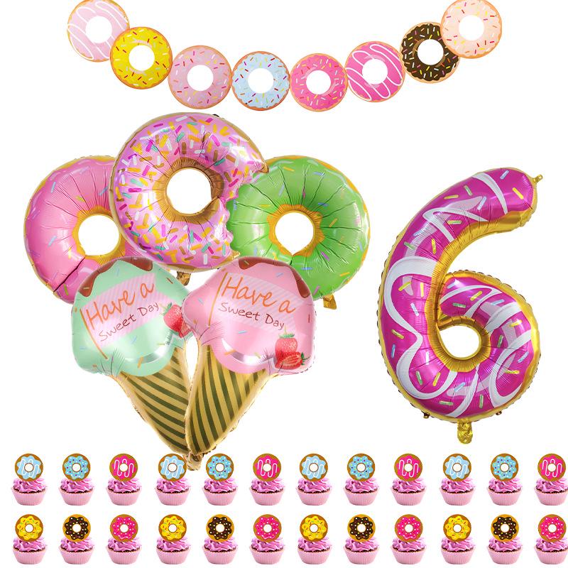 Sweet Donuts Ice Cream Balloon & Cake Birthday Set